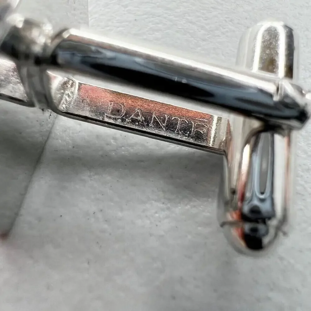 Dante Vintage Silver Tone and Black Single Cufflink